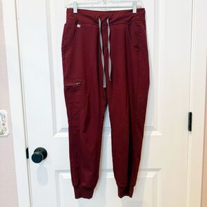 Figs Womens Burgundy Zamora Jogger Scrub Pants Size X Small Petite Workwear